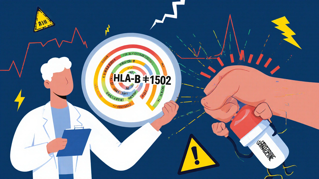 Doctor with genetic spiral above patient as immune system attacks a pill, in bold Memphis Design colors and shapes.