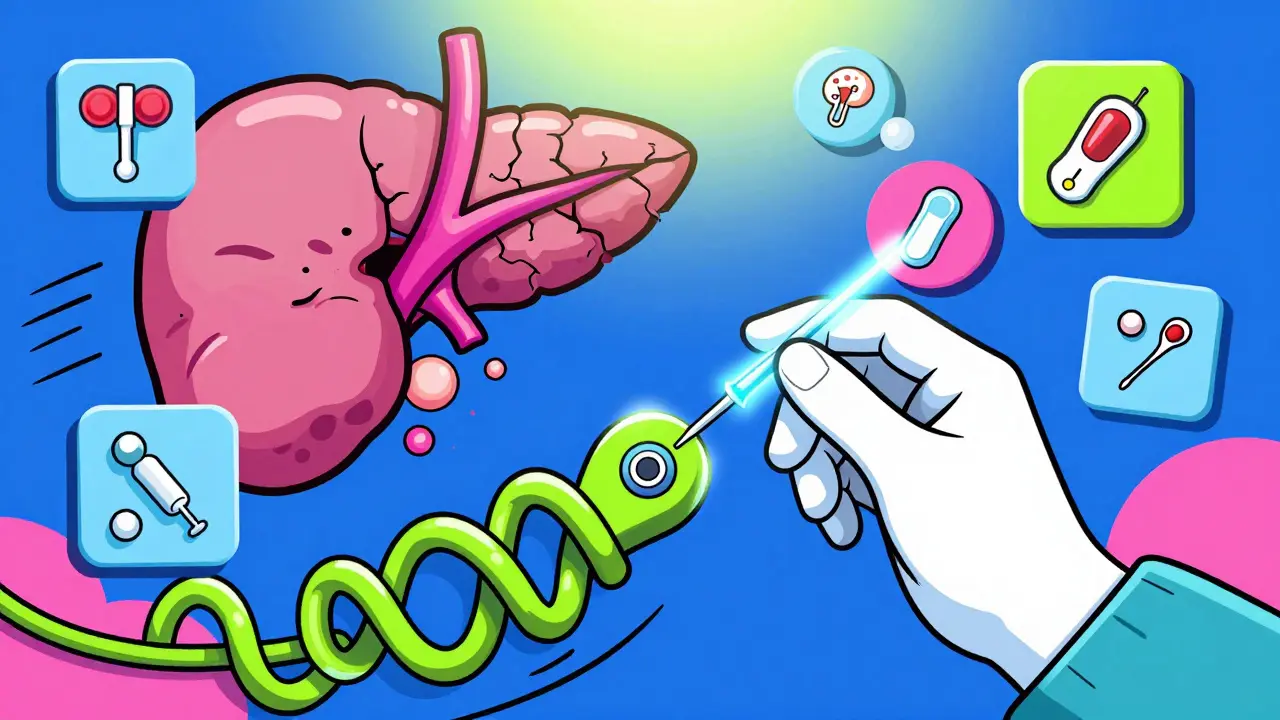 Surreal medical procedure scene with glowing needle and nerve bundle, floating icons of pain relief treatments in Memphis Design.