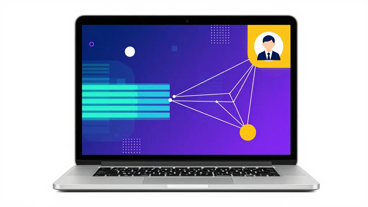 Laptop showing digital data streams connected to remote inspector