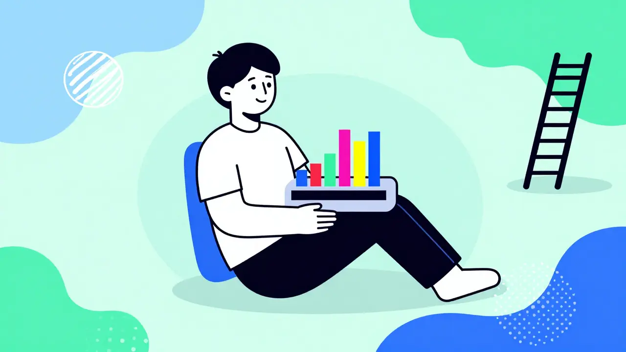 Calm scene showing gradual sound exposure therapy and steady progress path.