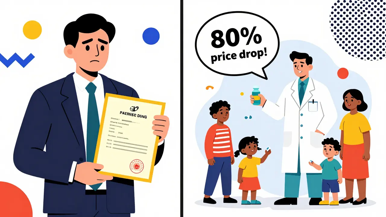 Pharma executive vs. generic drugmaker: one hoards patents, the other distributes affordable pills.